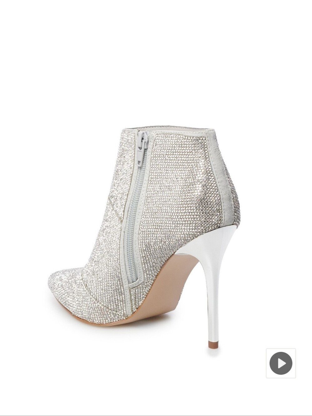 Madden Girl Silver Glitter Stiletto Ankle Bootie with Side Zip